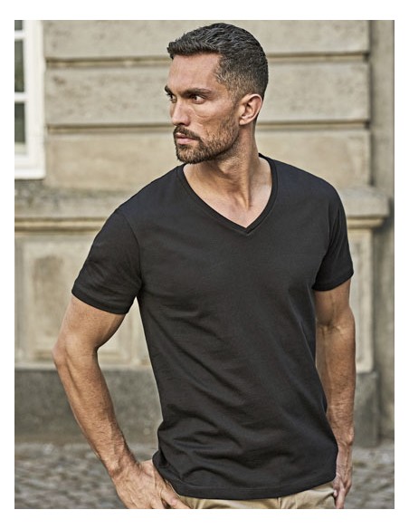TEE-8006-Fashion V-Neck Sof Tee 2